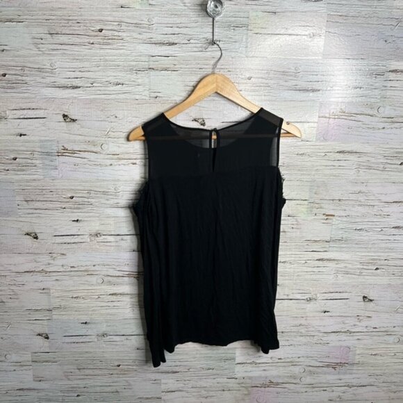 Michael Kors black blouse lace sheer long sleeve blouse open shoulder medium - Picture 9 of 9